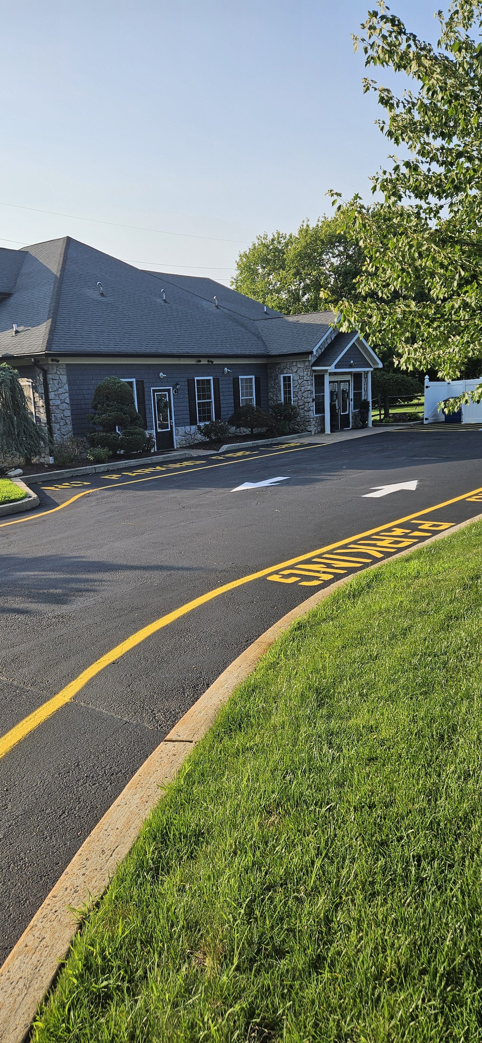 Fresh line striping on a commercial lot